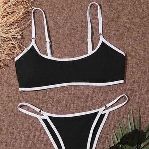 black & white Shein swim set